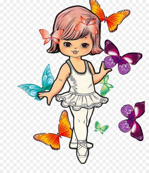 Куколка с цветами на белом фоне