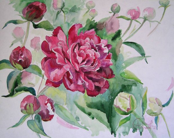 Рисование цветов гуашью