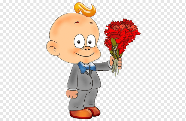 Мальчик с цветами мультяшный