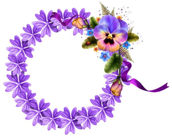 Круглая рамка с цветами