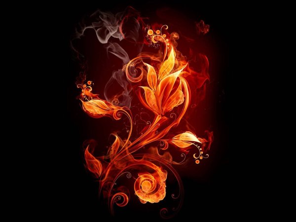 Огненные узоры на прозрачном фоне