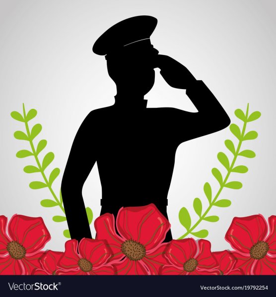 Солдат с букетом