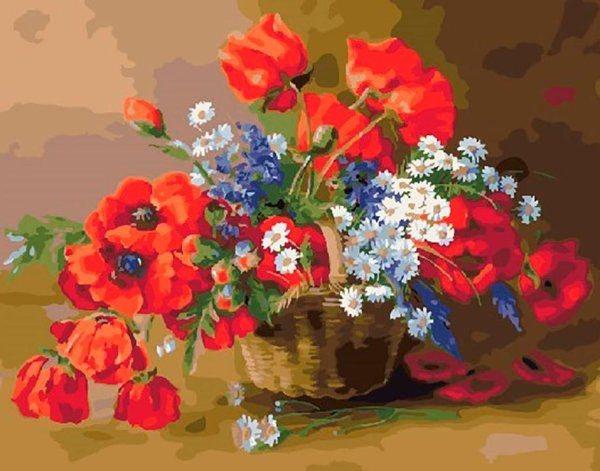 Картина по номерам "букет маков" Белоснежка