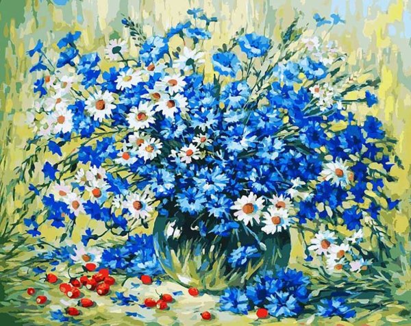 Цветы акрилом на холсте