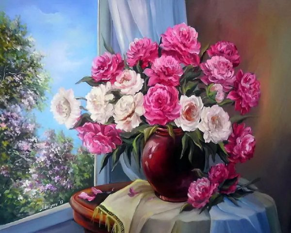 Пион акварелью Cathy Hillegas