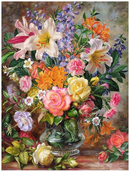 Цветы акриловыми красками на холсте