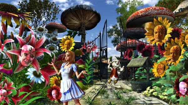 Алиса в стране чудес сад цветов