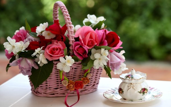 Корзина с цветами с днем рождения картинки