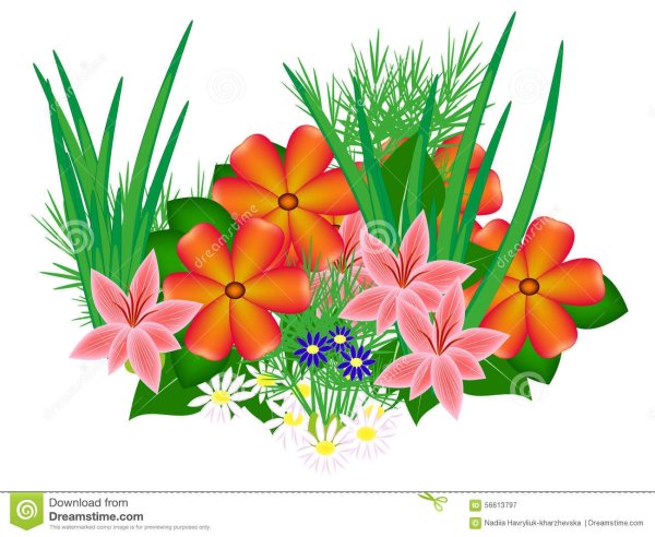 Цветы клумба мультяшные