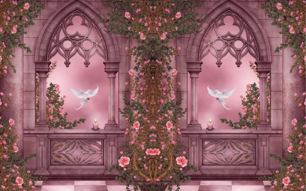 Фреска Райский сад с колоннами