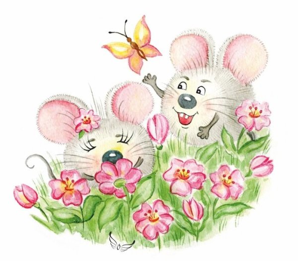 Мышка с цветочком