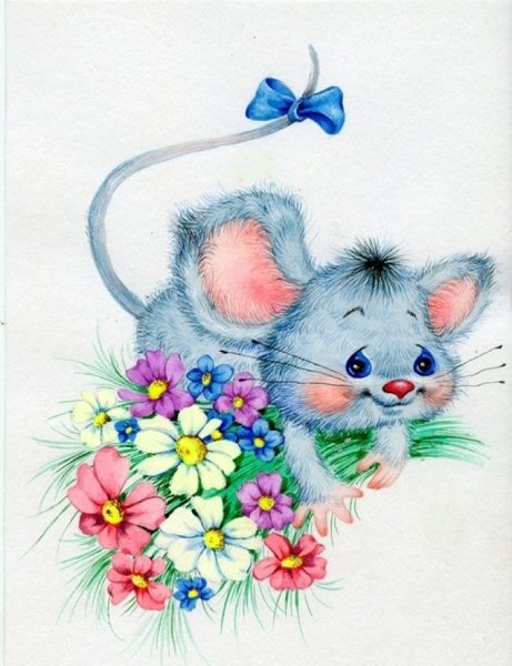 Мышонок с цветочком