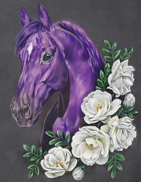 Вышивка лошадь в цветах