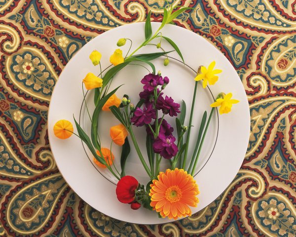 Цветочная композиция в тарелке