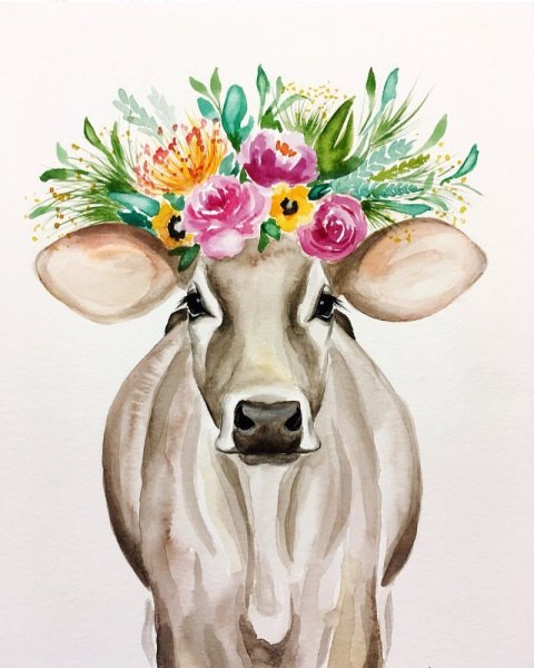 Корова в венке