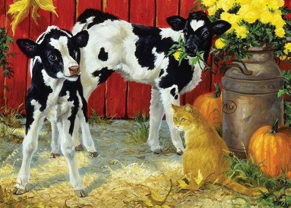 Картина корова с теленком