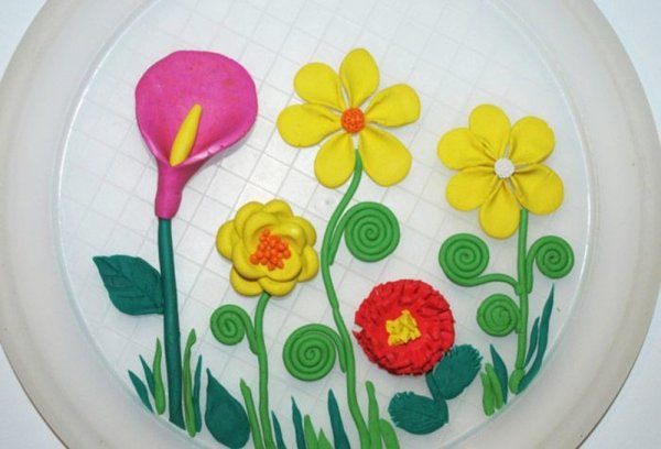 Цветы из пластилина для детей