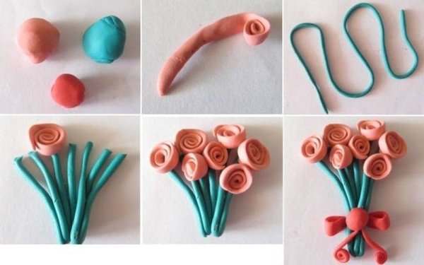 Цветы из пластилина для детей