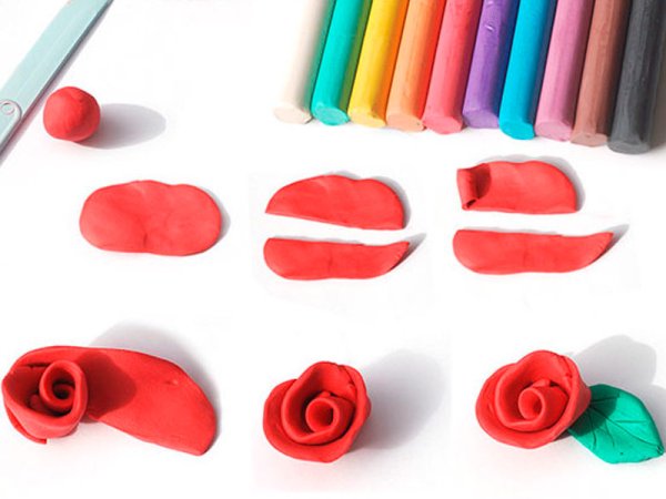 Роза из пластилина