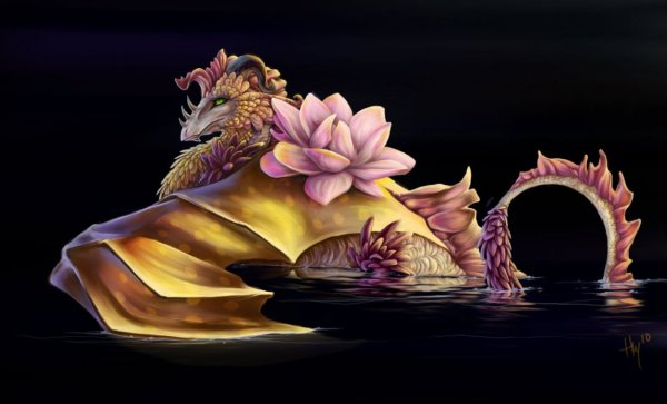 Дракон с цветами