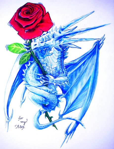 Дракон с цветами