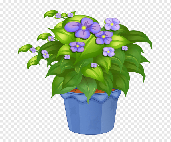 Цветок в горшке мультяшный