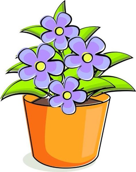 Цветок в горшке мультяшный