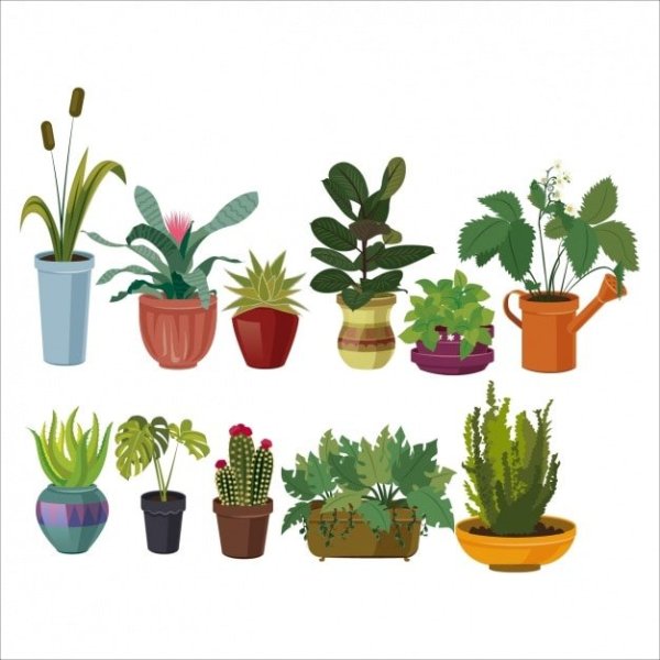 Векторные цветы в горшке