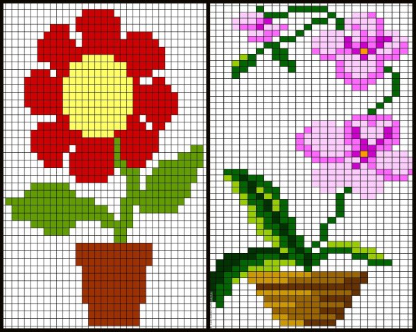 Цветы по клеточкам