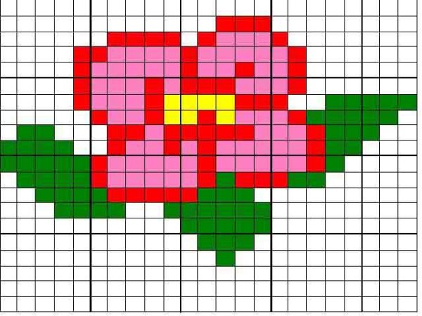 Цветы по клеточкам маленькие
