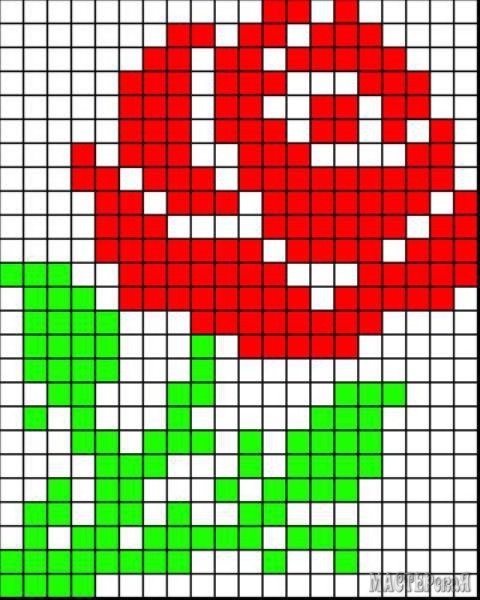 Рисование по клеточкам роза