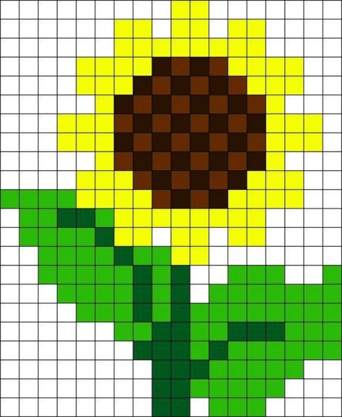 Цветы по клеточкам в тетради