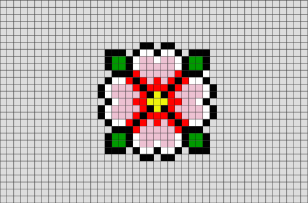 Цветы по клеточкам в тетради