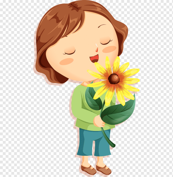 Девочка с цветами клипарт на прозрачном фоне