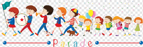 Дети шагают с флажками