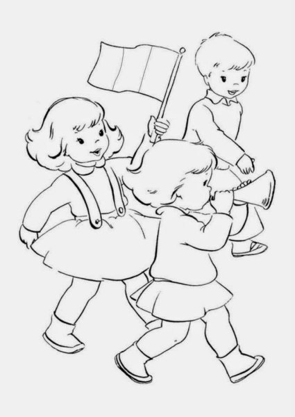 Раскраска дети на празднике для детей