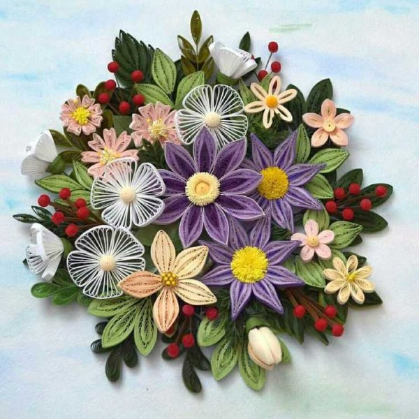 Красивые цветы из квиллинга