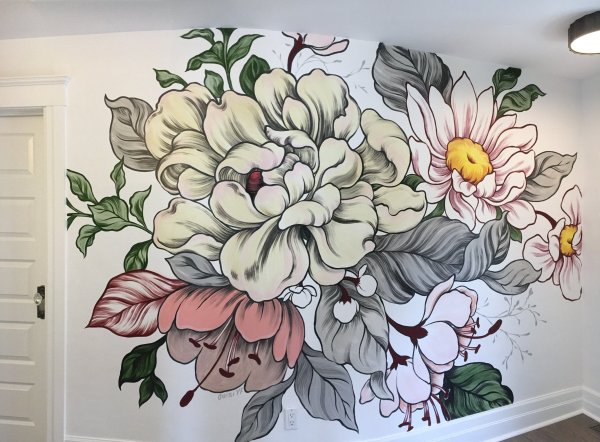 Роспись стен растения