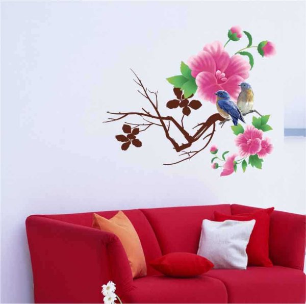 Рисование цветов на стене