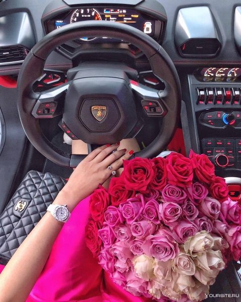 Жевкшкп с цветами в машине