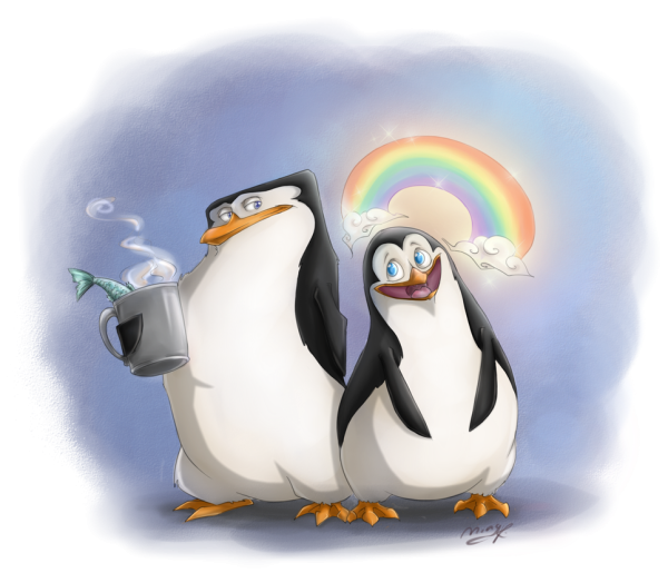 Пингвин акварелью