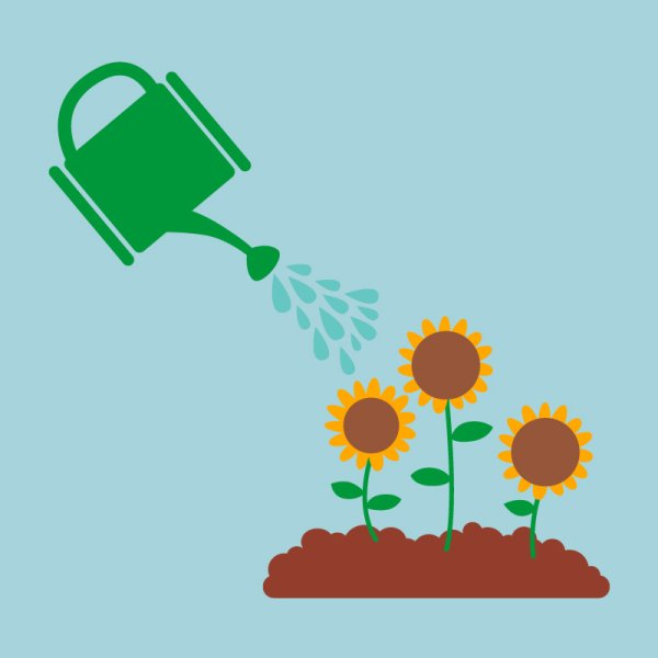 Лейка и растения вектор