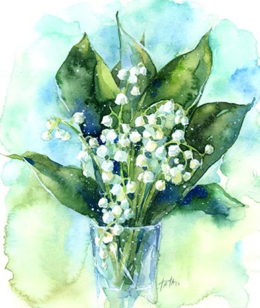 Ландыши акварелью