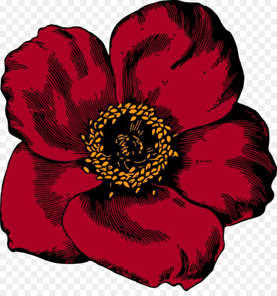 Красный цветочек нарисованный