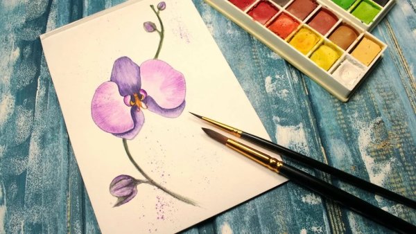 Акварельные цветы простые