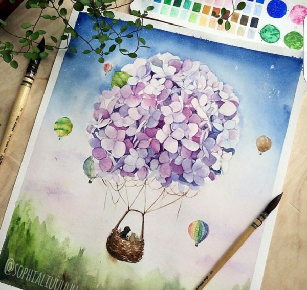 Рисование цветов акварелью