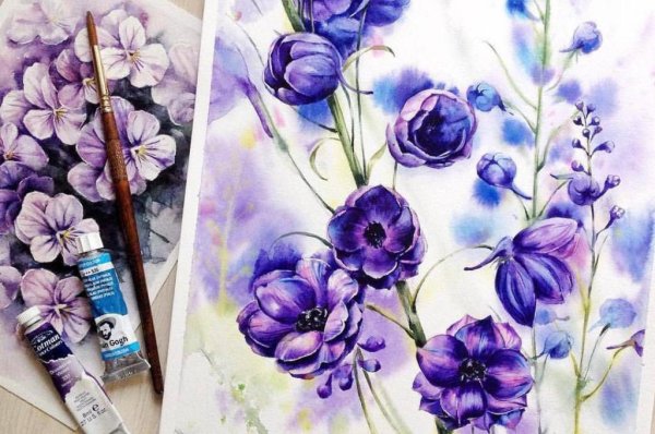 Рисование цветов акварелью