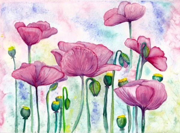 Рисование цветов акварелью