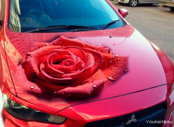 Аэрография на авто роза