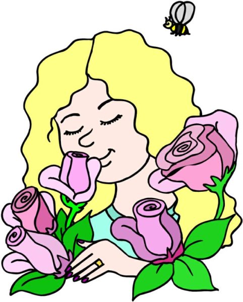 Нюхает цветочек